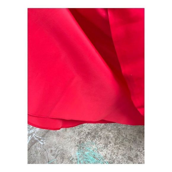 1950's Red Taffeta Ball Gown Formal New Look Surplice Neckline Flared Skirt Bone - Picture 5 of 10